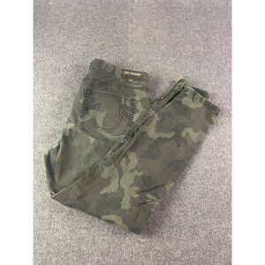 True Religión Jennie Curvy Skinny Womens Camo Jeans Size 33 Green